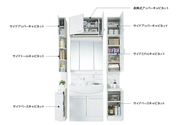 デザインと工夫が満載のミラーキャビネット